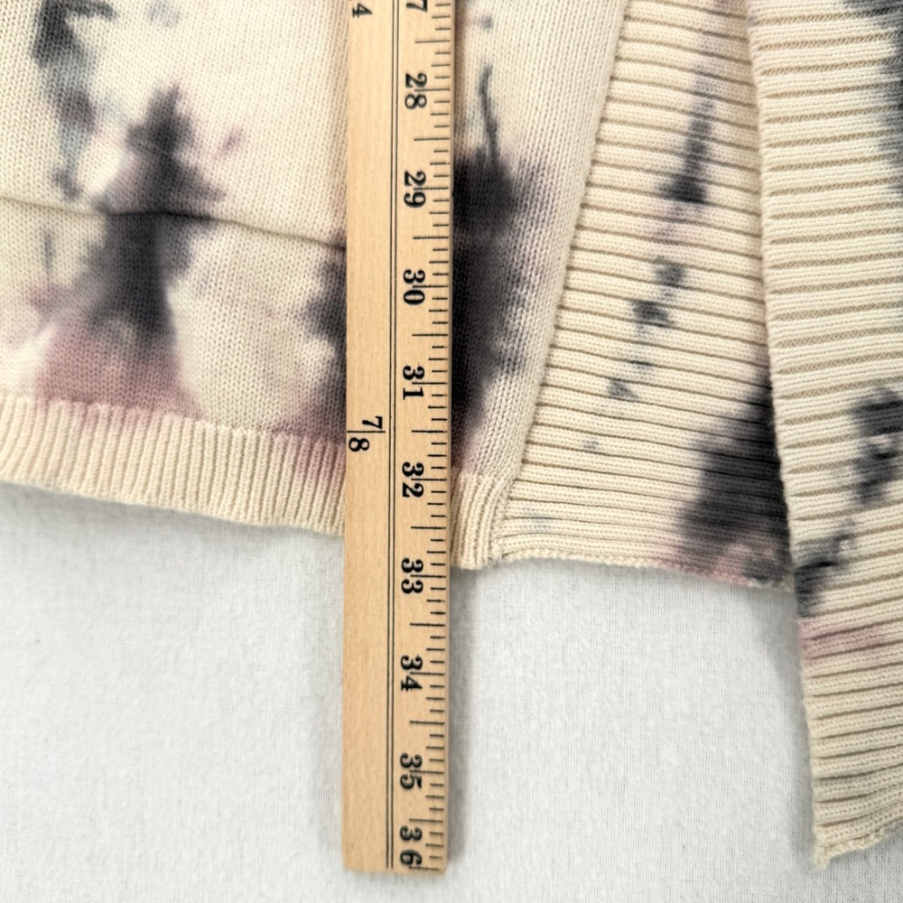 CYNTHIA ASHBY Frank Tie Dye Cardigan Women Medium Cream Gray Open Front Sweater - Picture 12 of 13